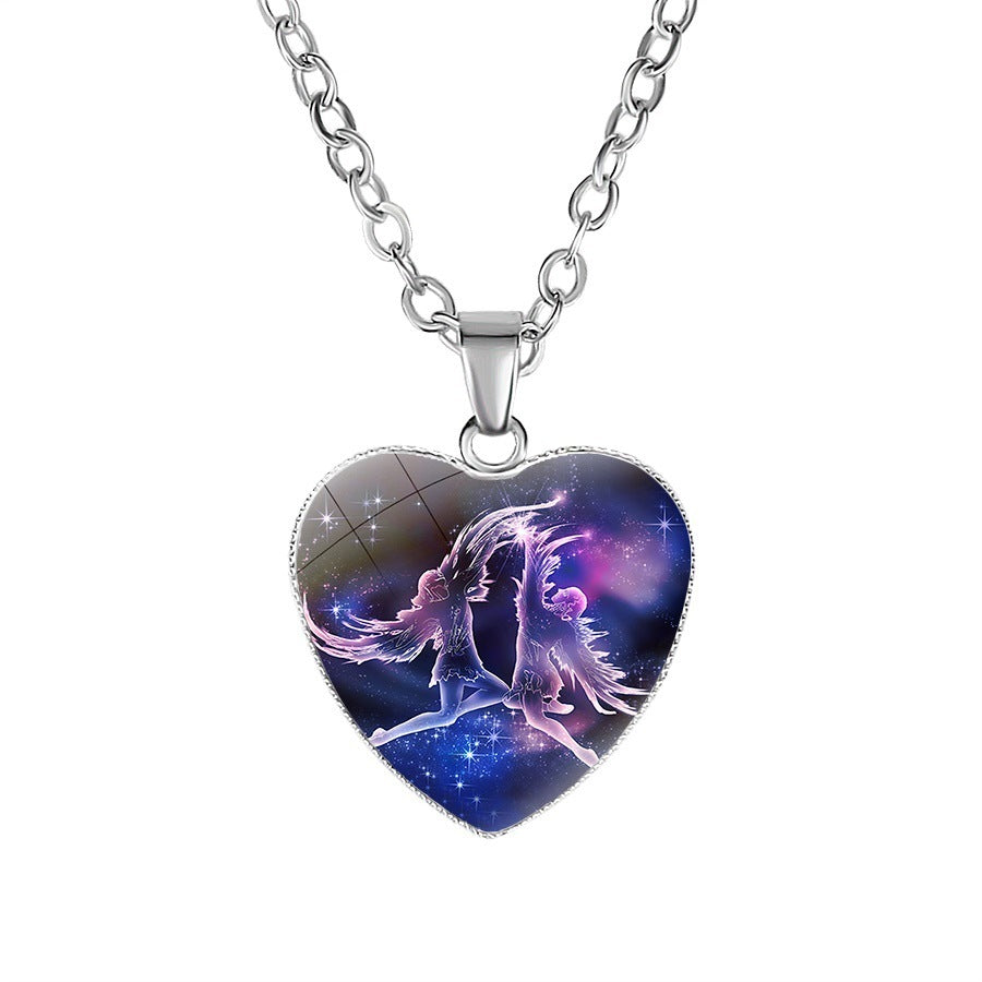 Women's Zodiac Heart Pendant Necklace - Personalized Astrology Jewelry