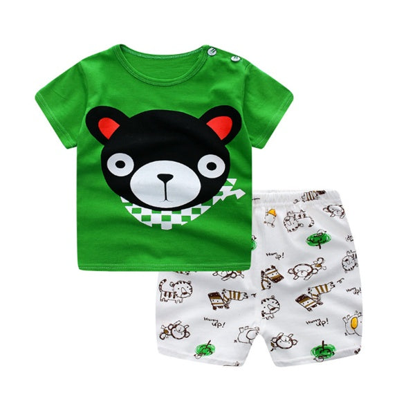 Cartoon Baby Clothing Set - Summer T-Shirt & Shorts Outfit for Boys & Girls