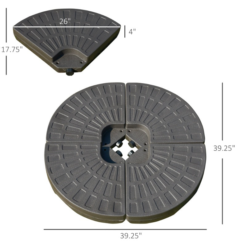 Cantilever Patio Umbrella Base Fan Shaped Weights With Handles Durable Material Coffee