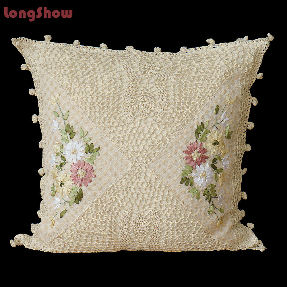 Cotton Pillow Case Satin Embroidered Cushion