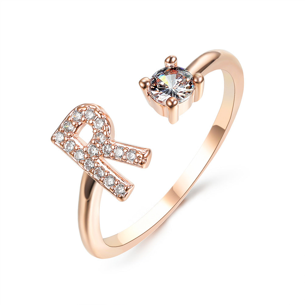 Adjustable Initial Letter Ring - Personalized Alphabet Jewelry