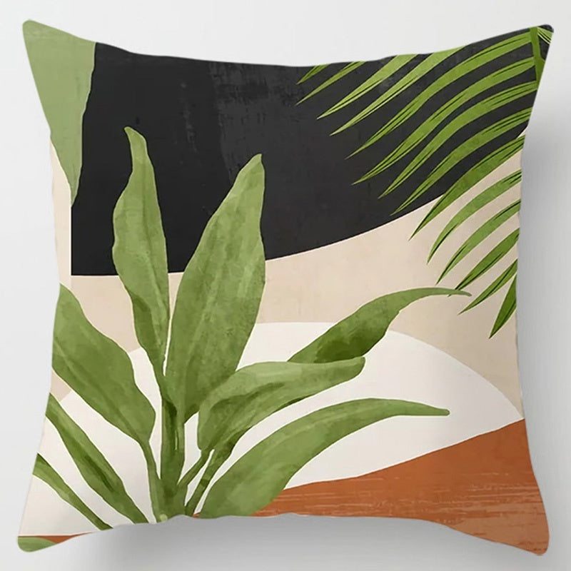 Floral Plant Pattern Cushion Cover - Botanical Bedroom Decor Throw Pillow Case