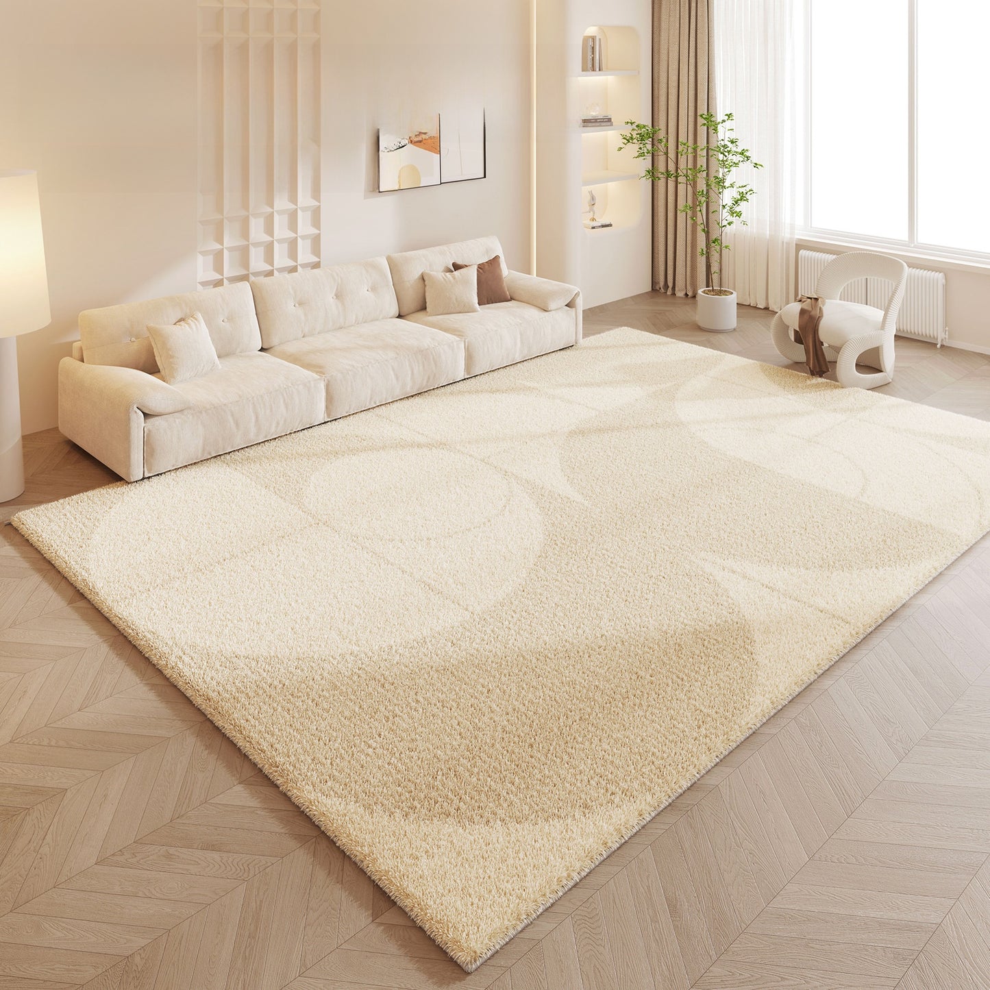 Luxury Cream Style Polyester Carpet - Cashmere-Soft Living Room Rug