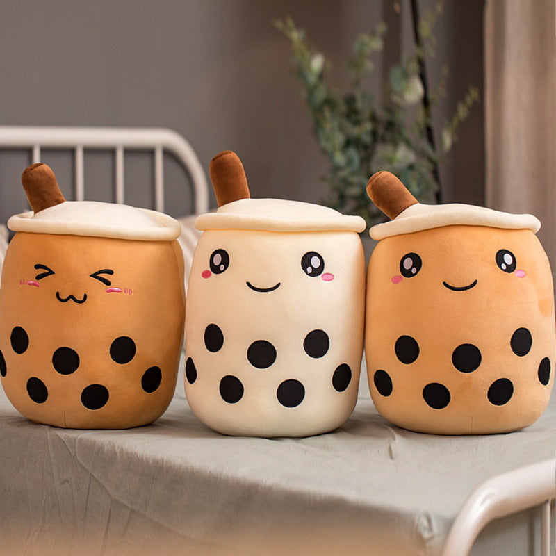 Boba Tea Plush Toy - Cute Strawberry Milk Tea Stuffed Animal Pillow Cushion for Kids