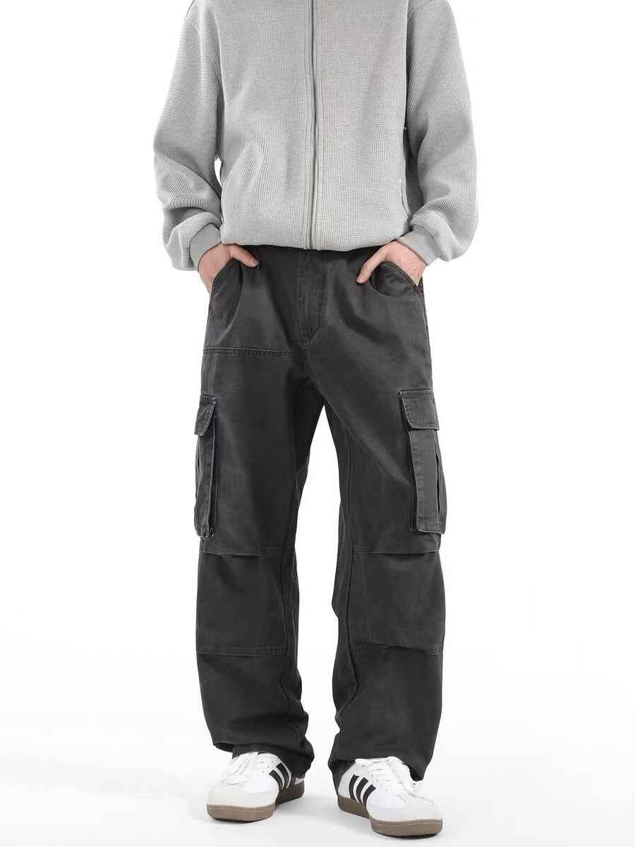 American Retro High Street Multi-pocket Cargo Pants Men