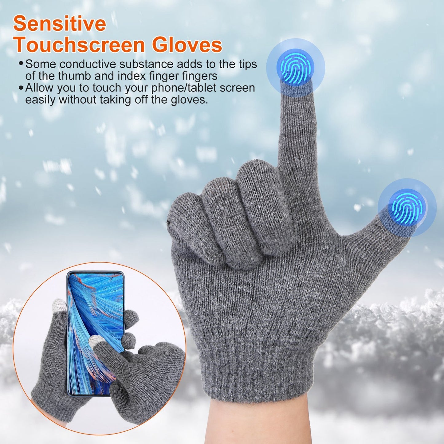 3-Piece Winter Accessories Set - Knitted Hat, Scarf & Touchscreen Gloves