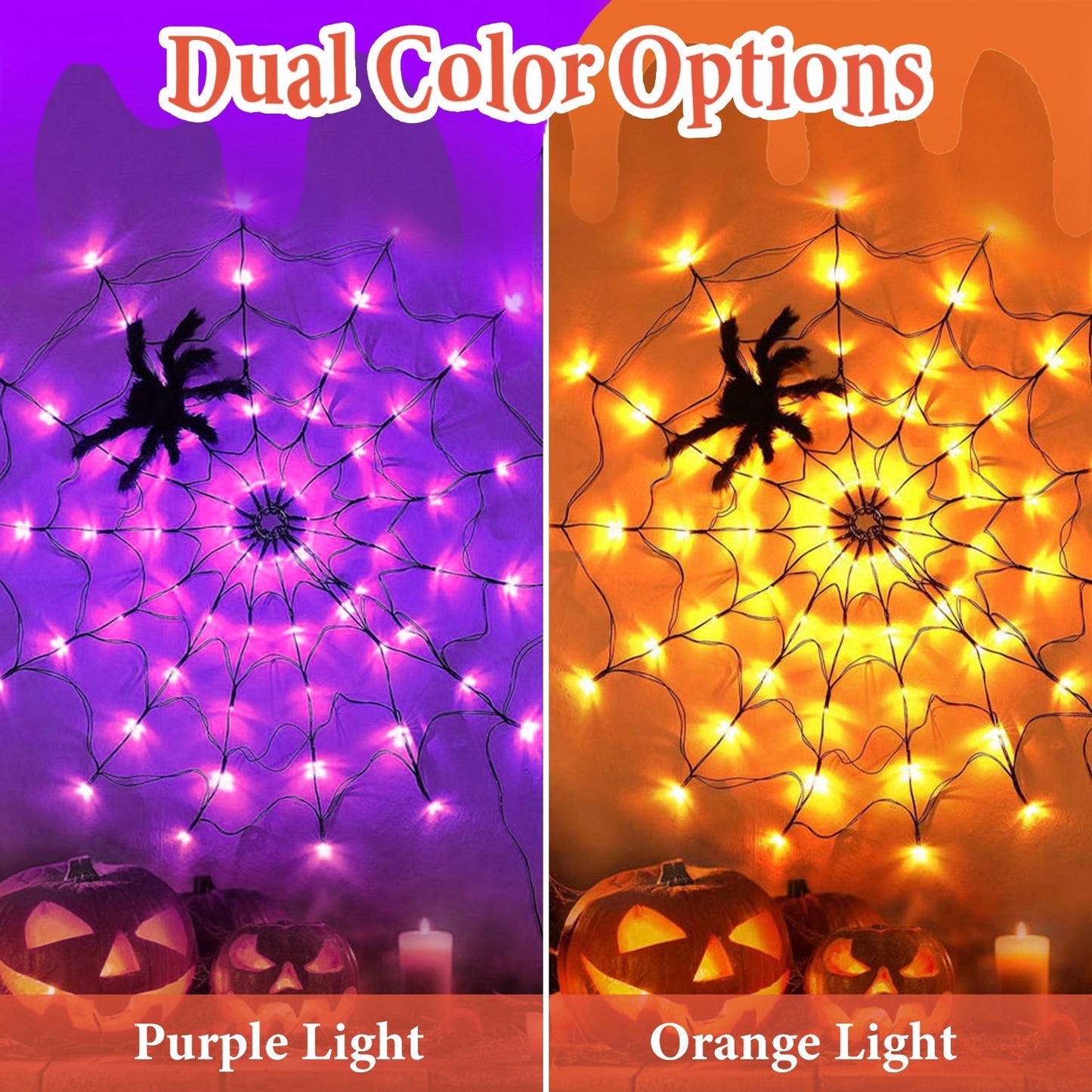 3.28ft Spider Web Light - 70 LED Battery Powered with Remote Control