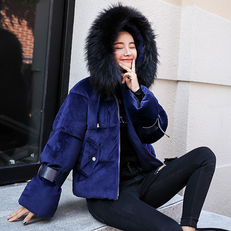 Big fur collar bread coat cotton coat