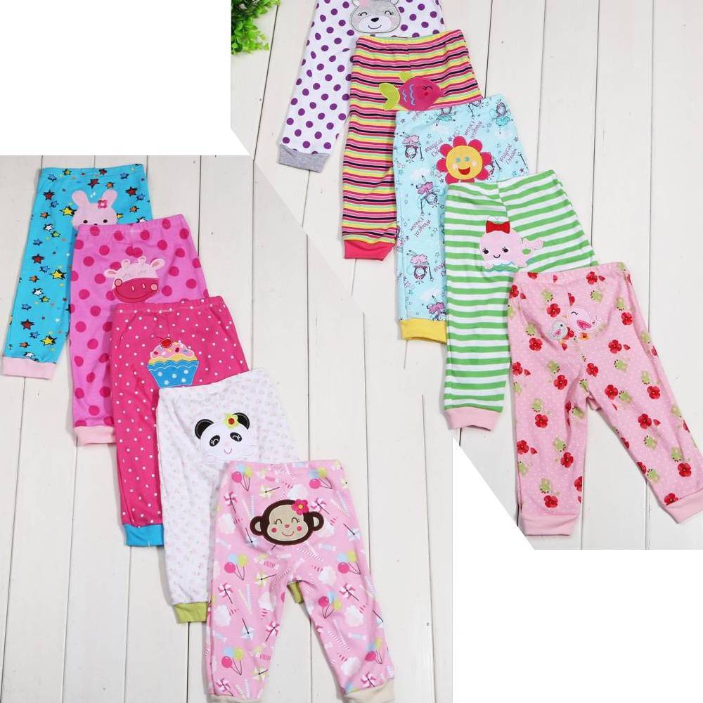 Children's Cartoon Print Leggings 5-Pack - Soft Cotton Pants for Kids