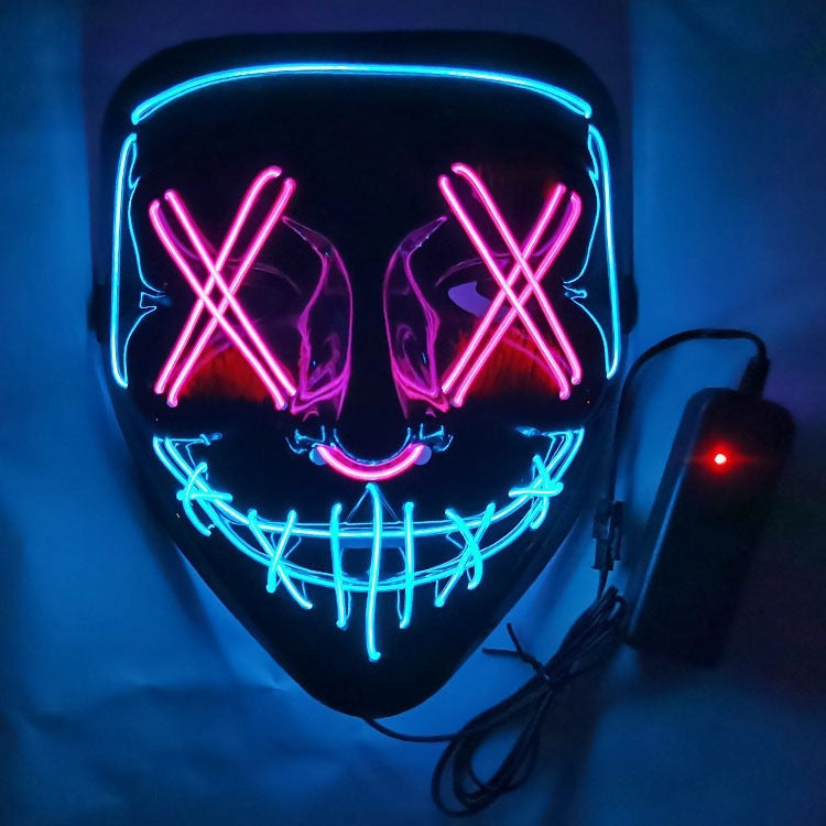 LED Glow V-Shaped Halloween Mask - Blue Light Design
