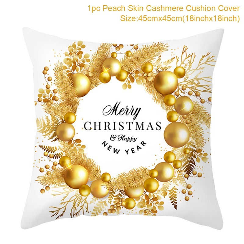 Christmas Printed Throw Pillow Cushion Cover - Festive Linen Holiday Decoration for Home