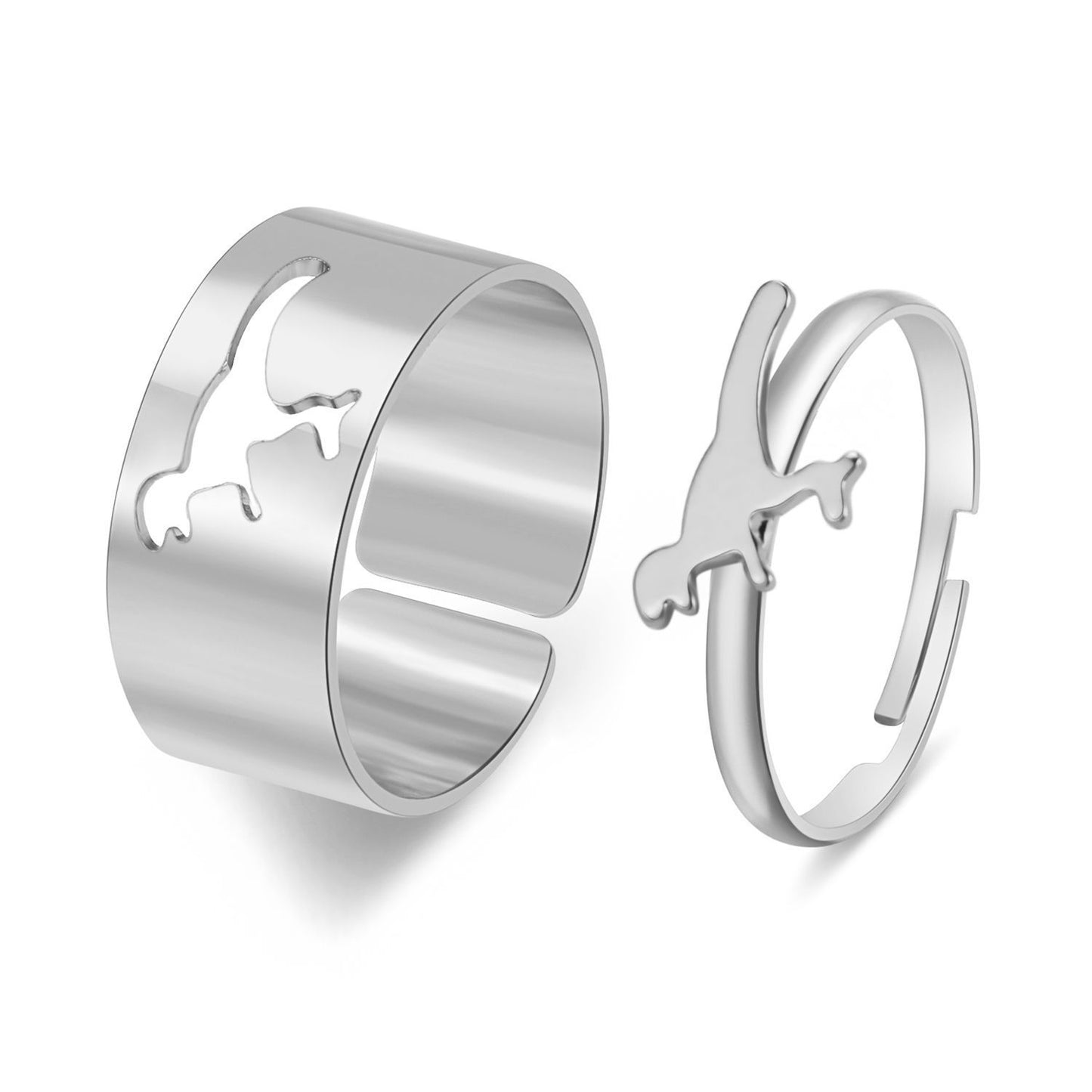 Hot Selling Creative Personality Butterfly 2-Piece Ring Set - Punk Style Couple Rings