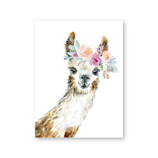 Modern Animal Alpaca Ins Print Poster - Trendy Bedroom Decor Wall Art for Contemporary Home
