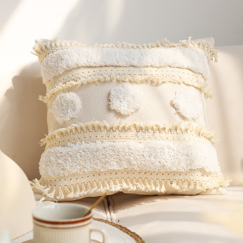 Pillowcase Tufted Pillow Solid Color Cover Waist Cushion