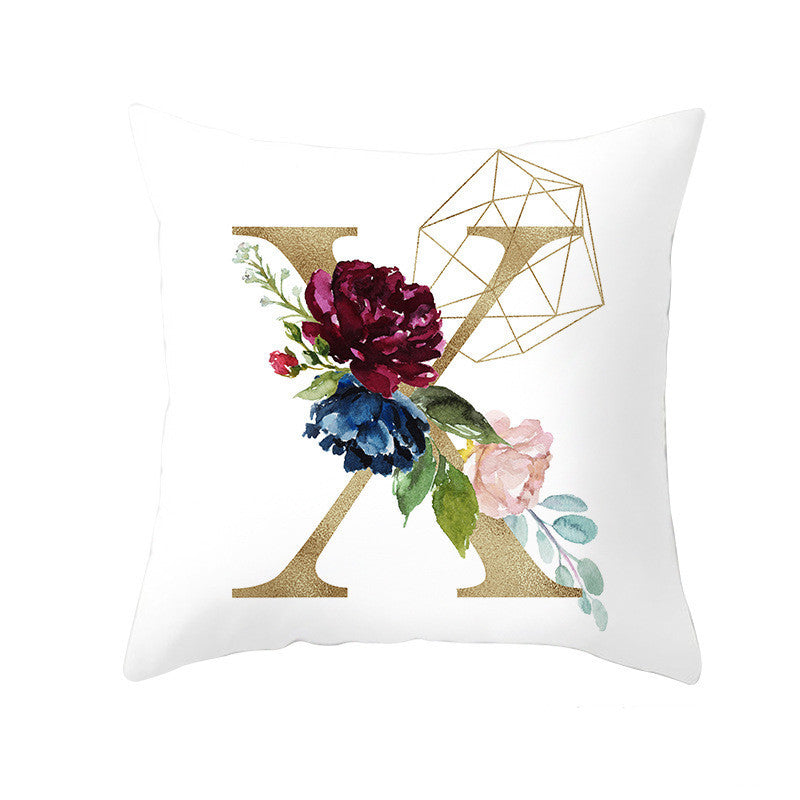 Nordic Style Pillowcase Geometric Golden Letter Pillowcase Peach Skin Sofa Cushion Household Goods