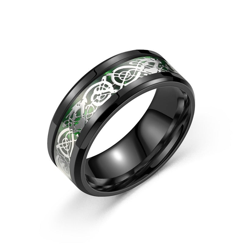 Stainless Steel Dragon Pattern Ring - Bold Statement Ring