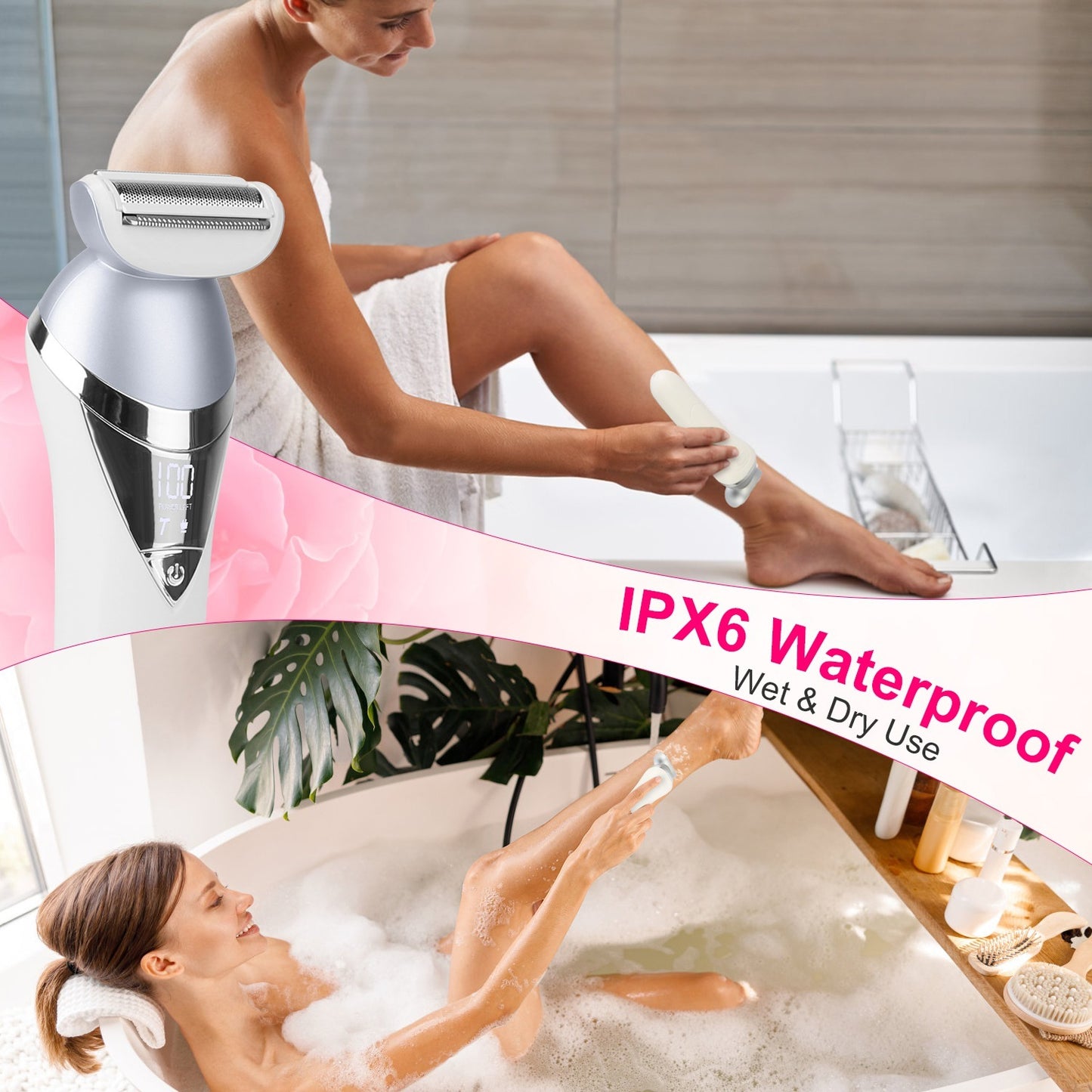 7 In 1 Electric Razor For Women Lady Hair Removal Epilators For Leg Face Arm Bikini Armpit Public Hairs IPX6 Wet And Dry Use Cordless Rechargeable Whole Body Trimmer And Shaver Kit