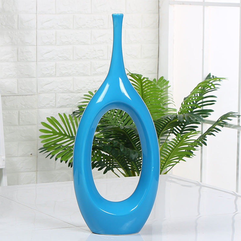 Premium Hollow Ceramic Vase - Modern Home Decoration Centerpiece