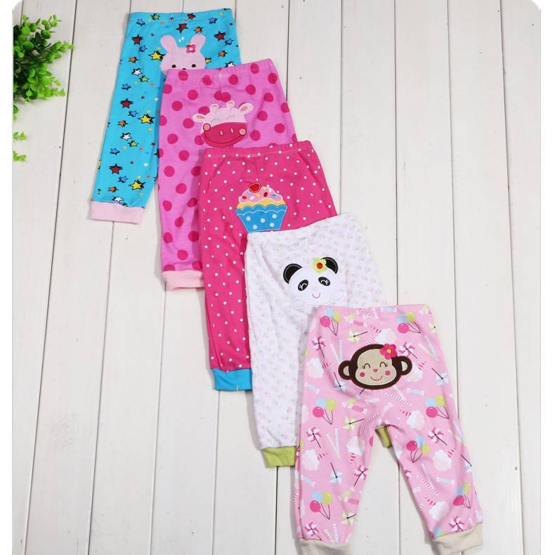 Children's Cartoon Print Leggings 5-Pack - Soft Cotton Pants for Kids