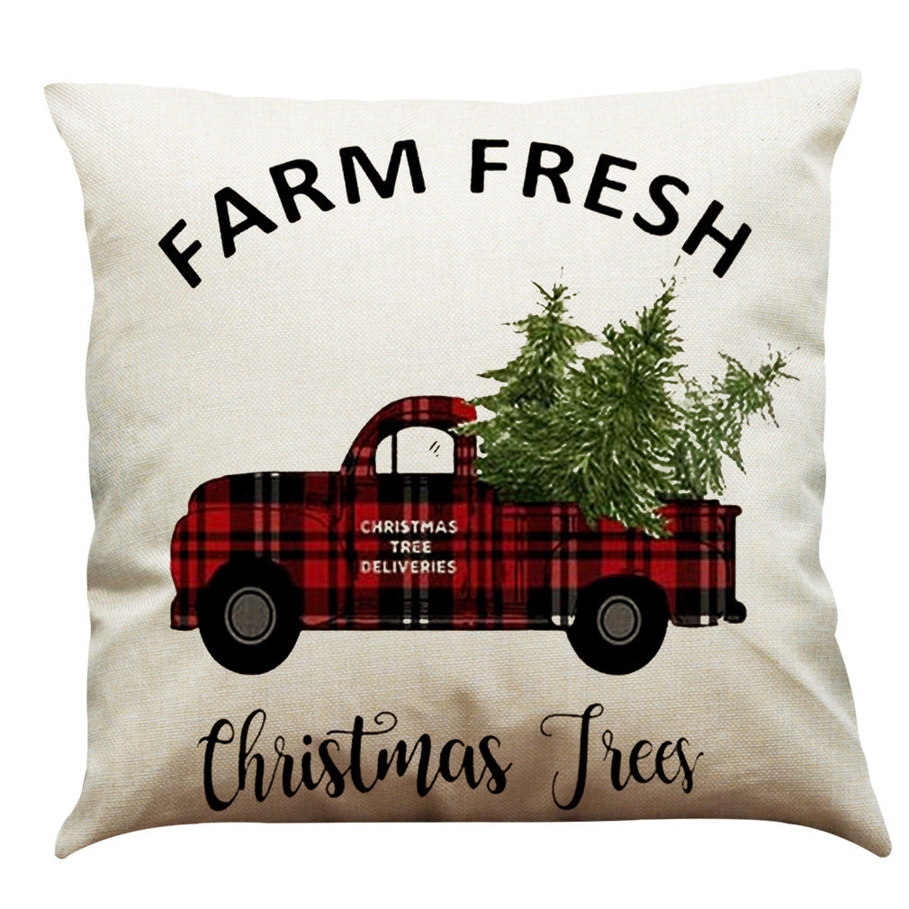 Christmas Cotton Linen Sofa Car Cushion Pillowcase