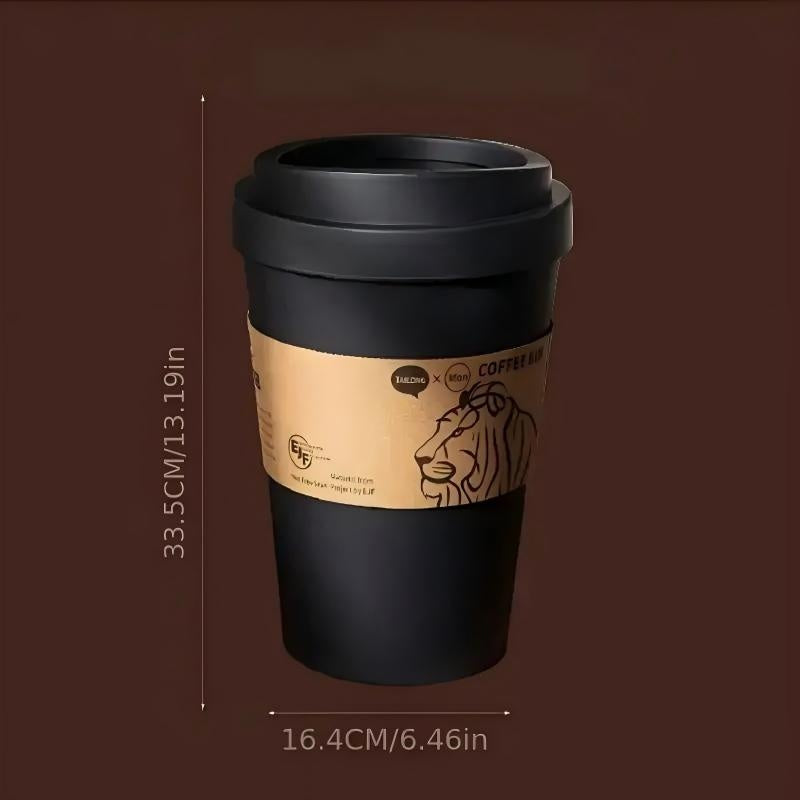 2025 New Elegant Lion Theme Coffee Cup Trash Can Deodorizing Push-On Lid Black And White Odor Resistance High Aesthetic Large Capacity