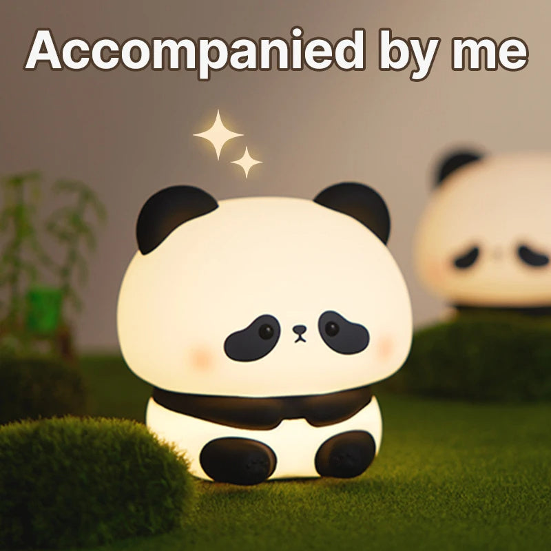 Panda LED Night Light - Cute Silicone USB Rechargeable Touch Lamp with Timing for Children