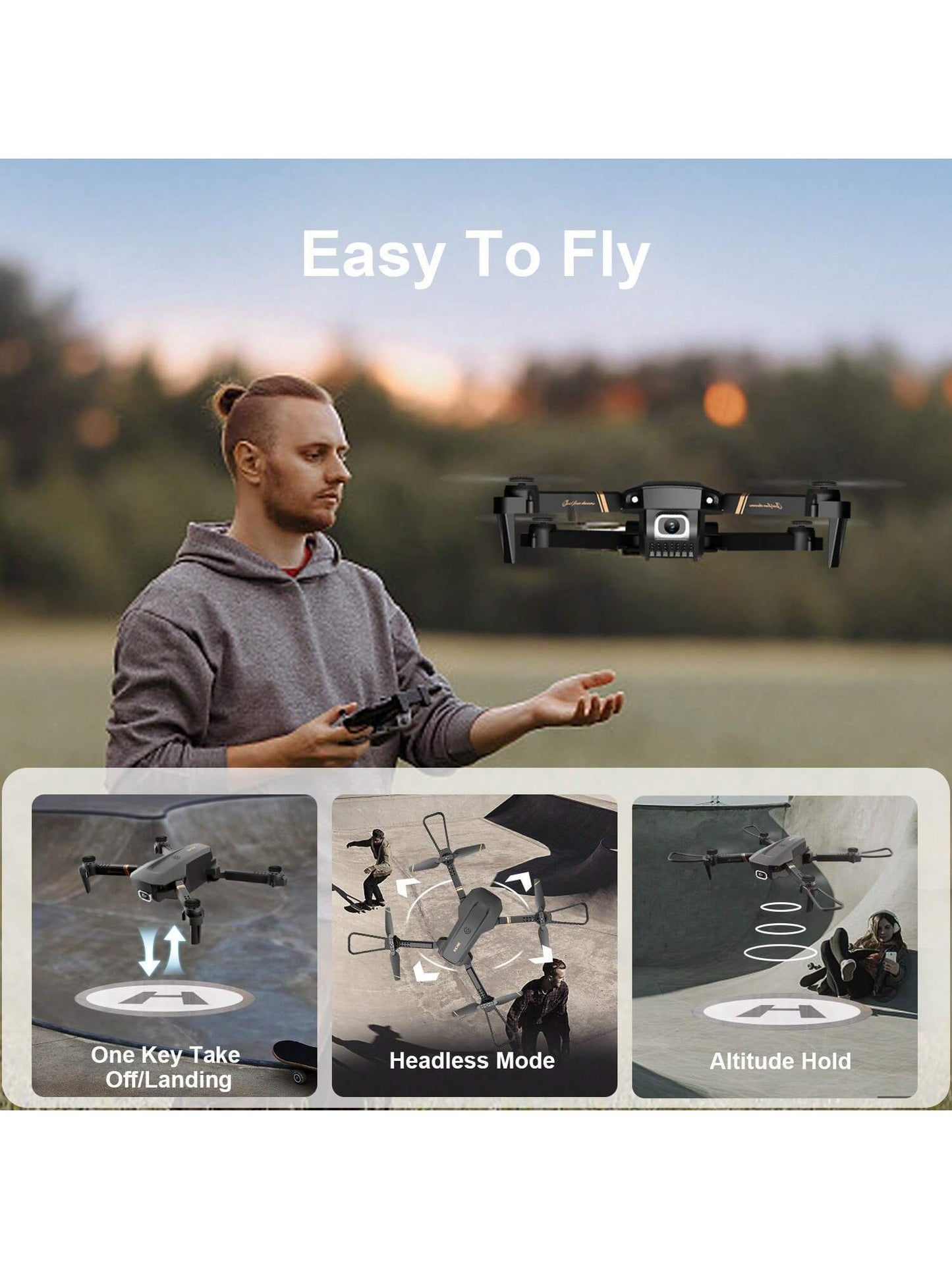 4DRC V4 Mini Drone - 4K Camera with 3 Batteries