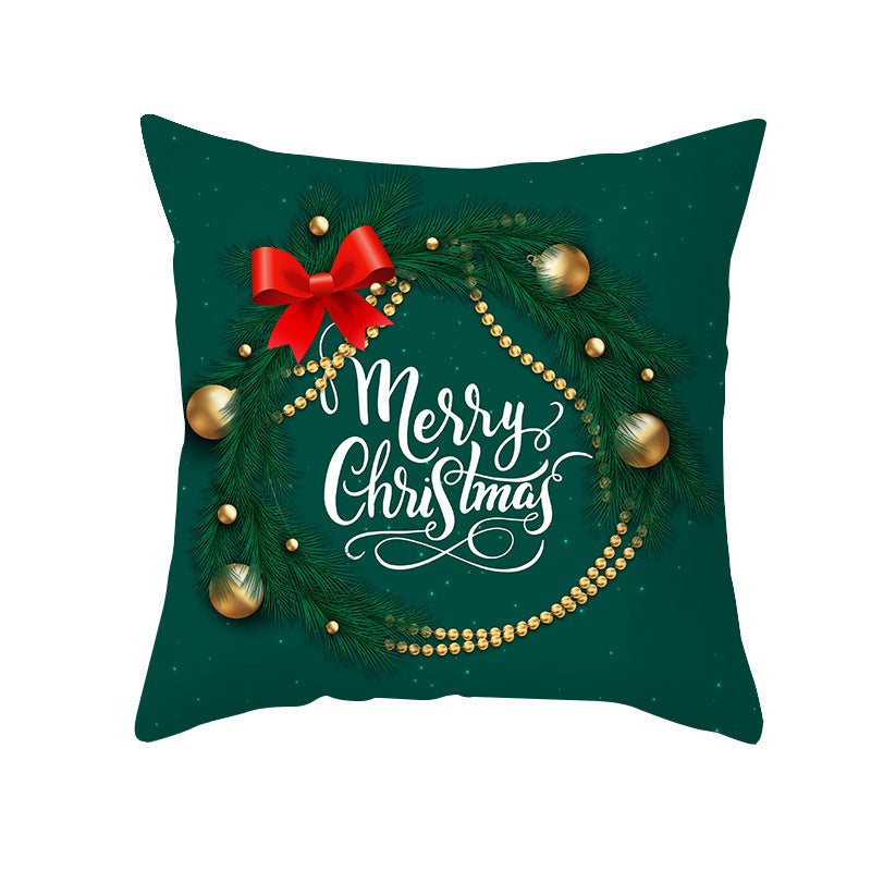 Cartoon Santa Claus Series Peach Skin Sofa Cushion Cover - Fun Christmas Holiday Decoration