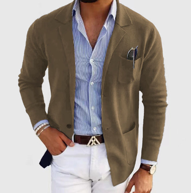 Men's Spring Leisure Printed Double Button Suit Jacket - Casual Business Blazer