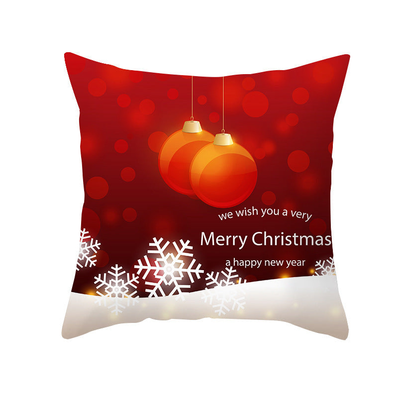 Cartoon Santa Claus Series Peach Skin Sofa Cushion Cover - Fun Christmas Holiday Decoration