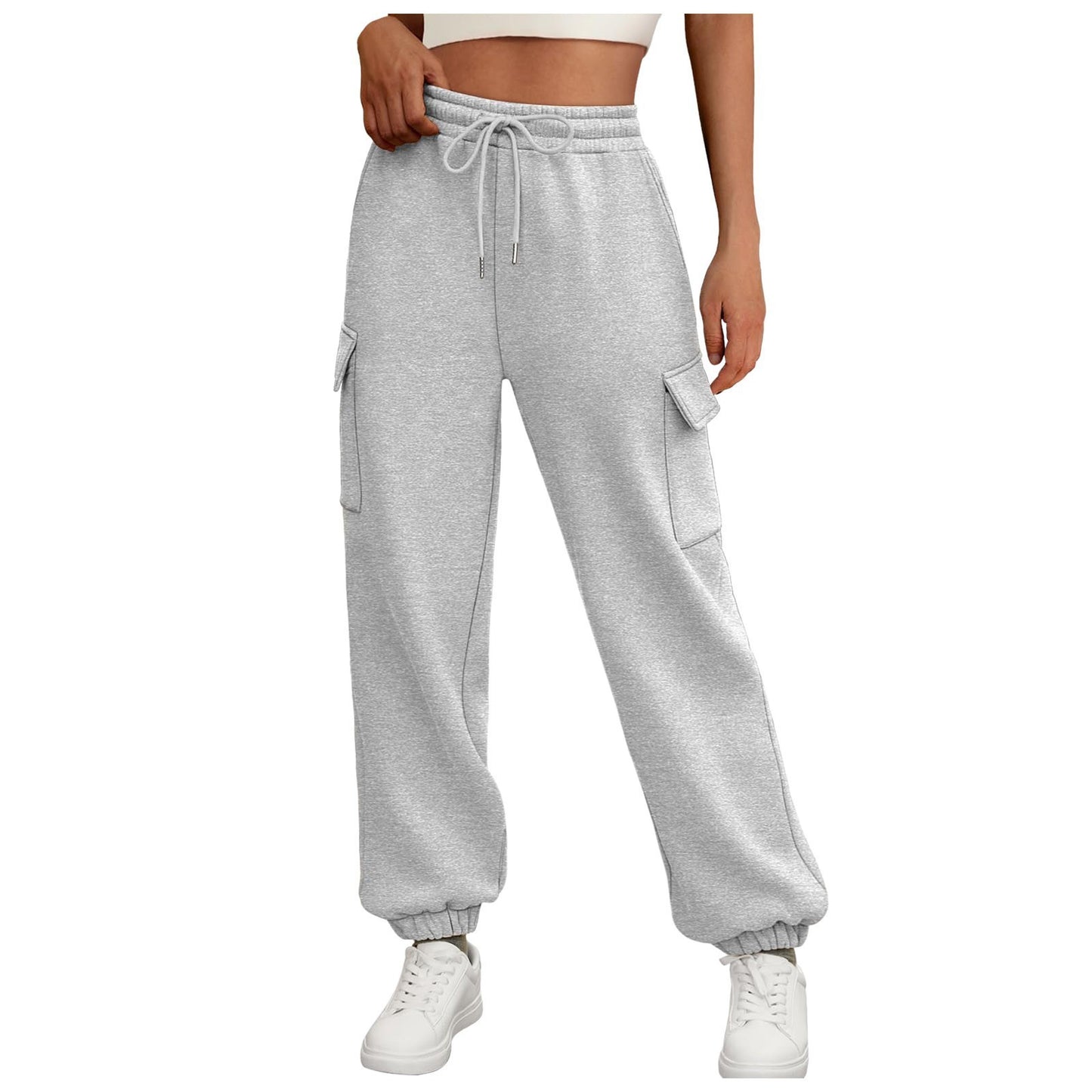 Women's Fleece-Lined Sweatpants - Baggy Athletic Jogger Trousers with Pockets