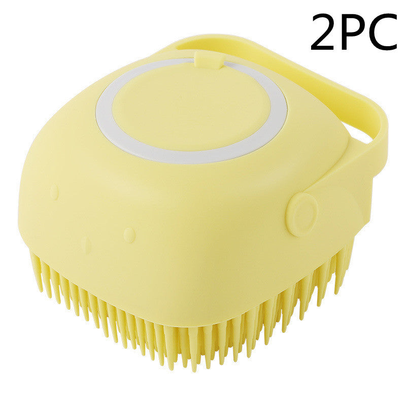 Silicone Dog Bath Massage Gloves Brush - Pet Grooming Tool with Shampoo Dispenser for Dogs & Cats
