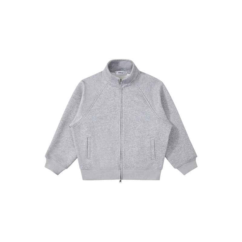 Men's American-style Stand Collar Gray With Zipper Sweatshirt Jacket