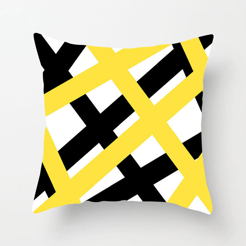 Modern Yellow Daisy Flower Cushion Cover - Creative Letter Print Pillow Case for Home