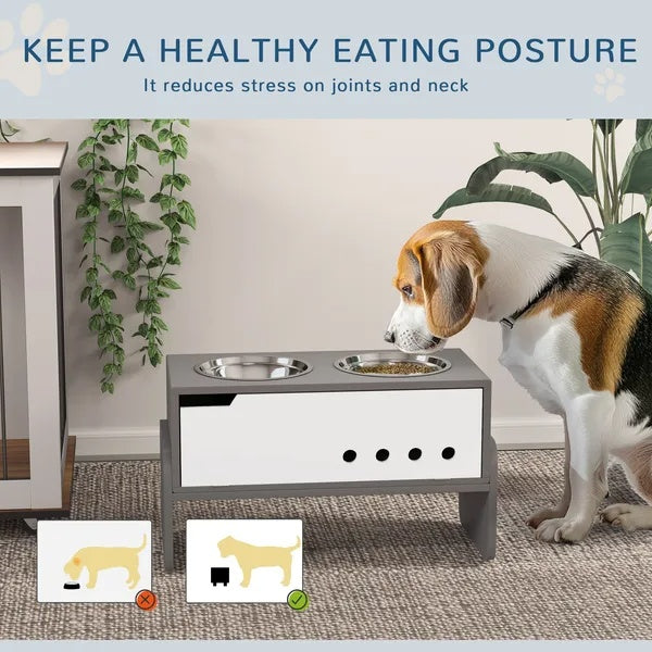 Elevated Dog Bowls, 3 Height Adjustable Raised Dog Bowls W Slow Feeder Mat, Stand, For Medium To Extra Large Dogs