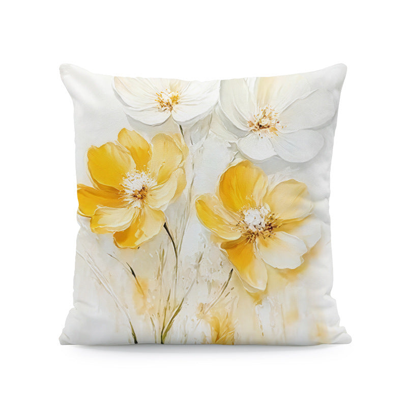 Ink-painting Plum Blossom Yellow Flower Sofa Cushion Cover Without Pillow Core
