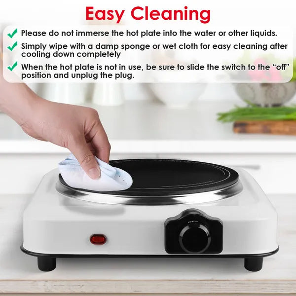 1200W Electric Infrared Single Burner Portable Heating Hot Plate Stove Countertop RV Hotplate With 7.5' Glass Cooktop Stepless Temperature Adjustments For Home RV Camp