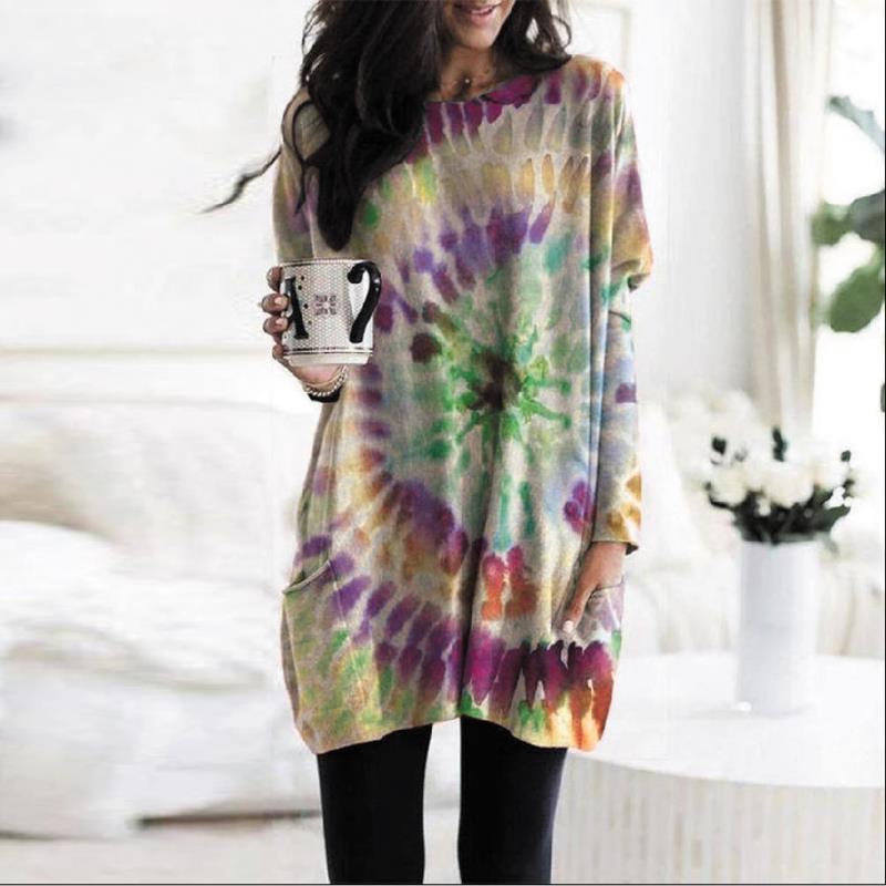 Women's Printed Spiral Batwing Sleeve Sweatshirt - Trendy Casual Top