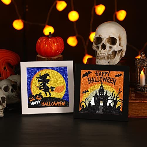Halloween Diamond Painting Kit - 4 Pcs Witch Pumpkin Bat DIY Crafts
