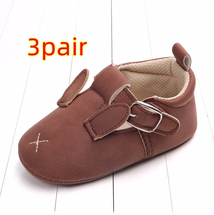 Cartoon Animal Baby Shoes - Soft Non-Slip Leather First Walking Shoes