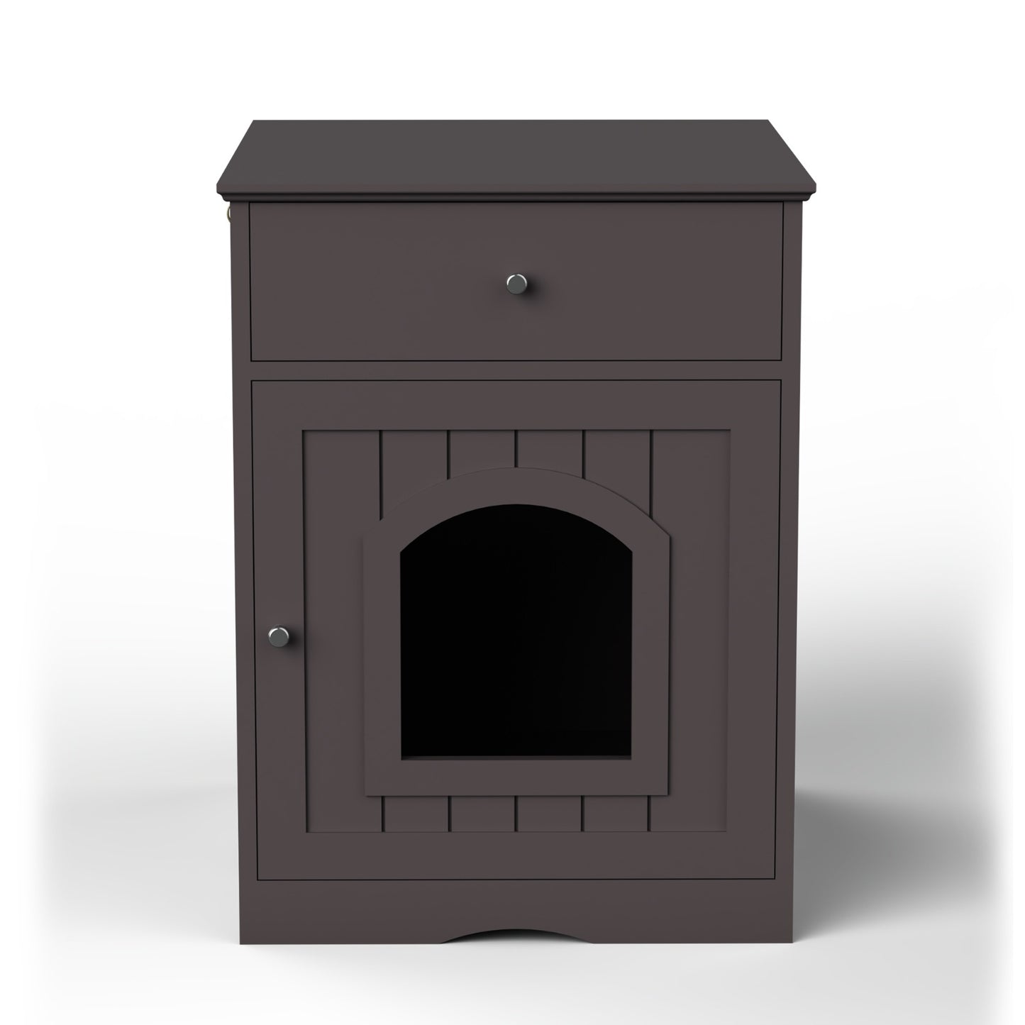 Wooden Pet House Cat Litter Box Enclosure With Drawer & Side Table