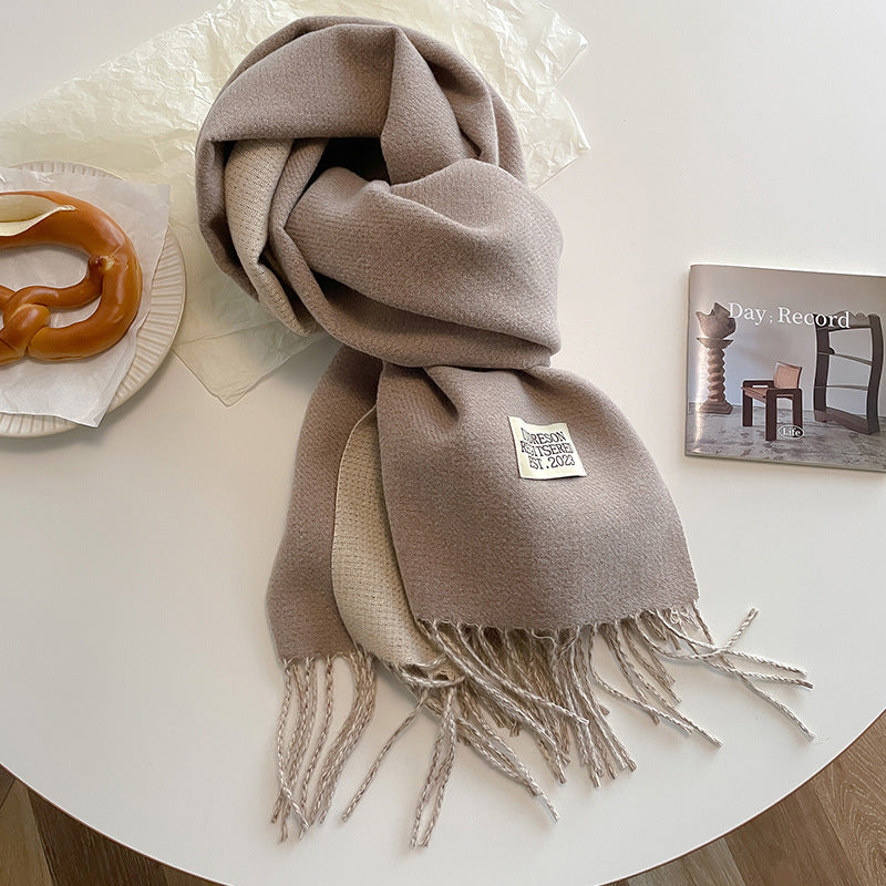 Double-Sided Artificial Cashmere Scarf - Women's Winter Warm Couple Scarf