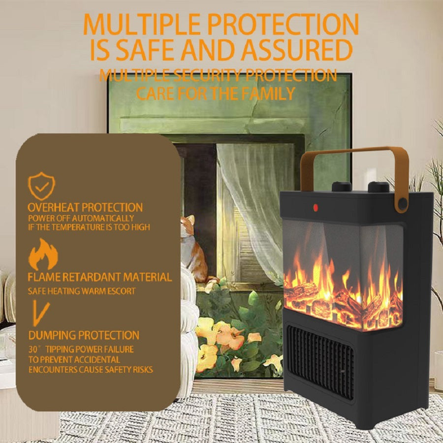 1500W Electric Fireplace Heater With Realistic 3D LED Flame, Overheat & Tip-Over Protection, Portable Indoor Heater For Home Office, Christmas Decorative Warmth