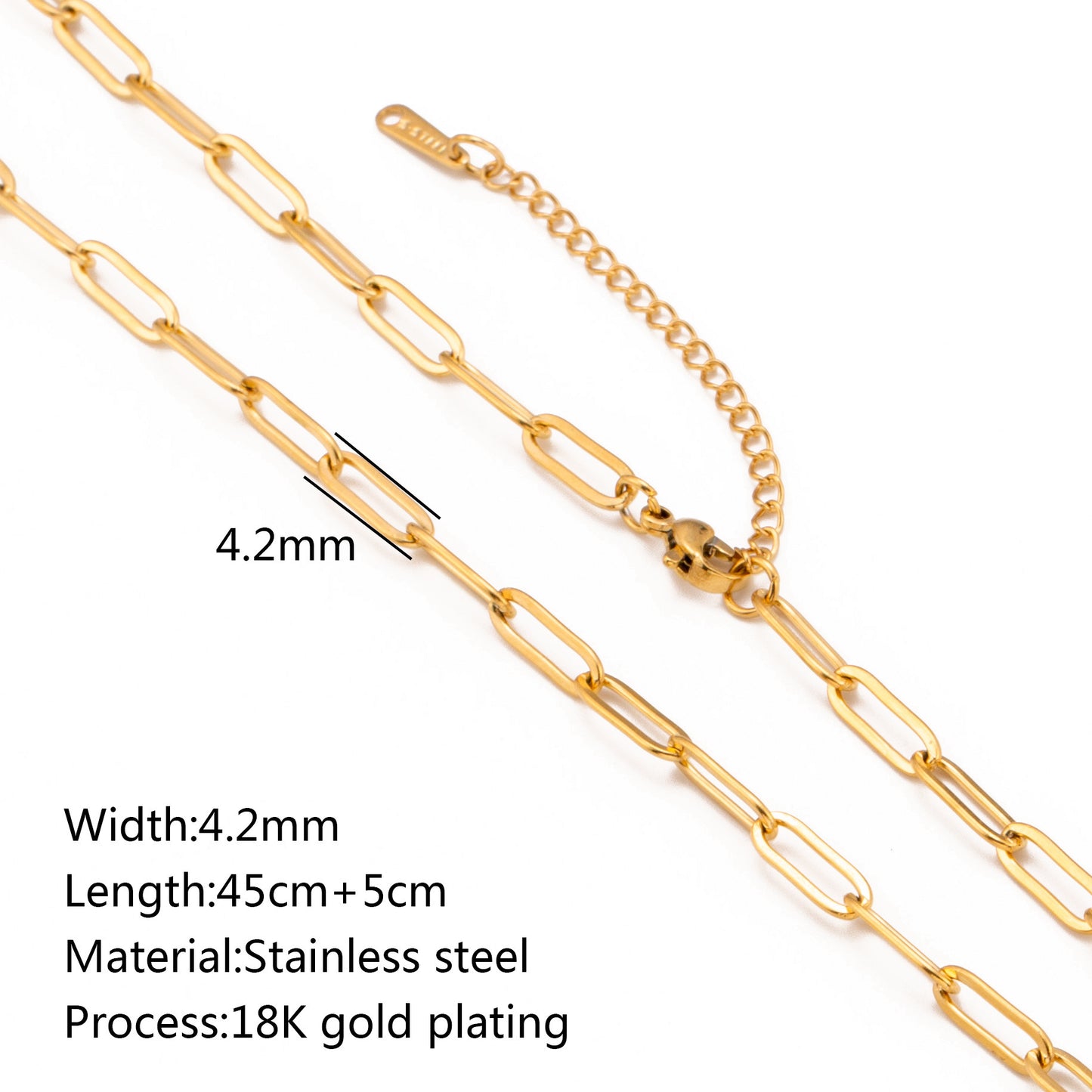 Stainless Steel Vacuum Vapor Plating 18K Gold Color Protection Lip Chain