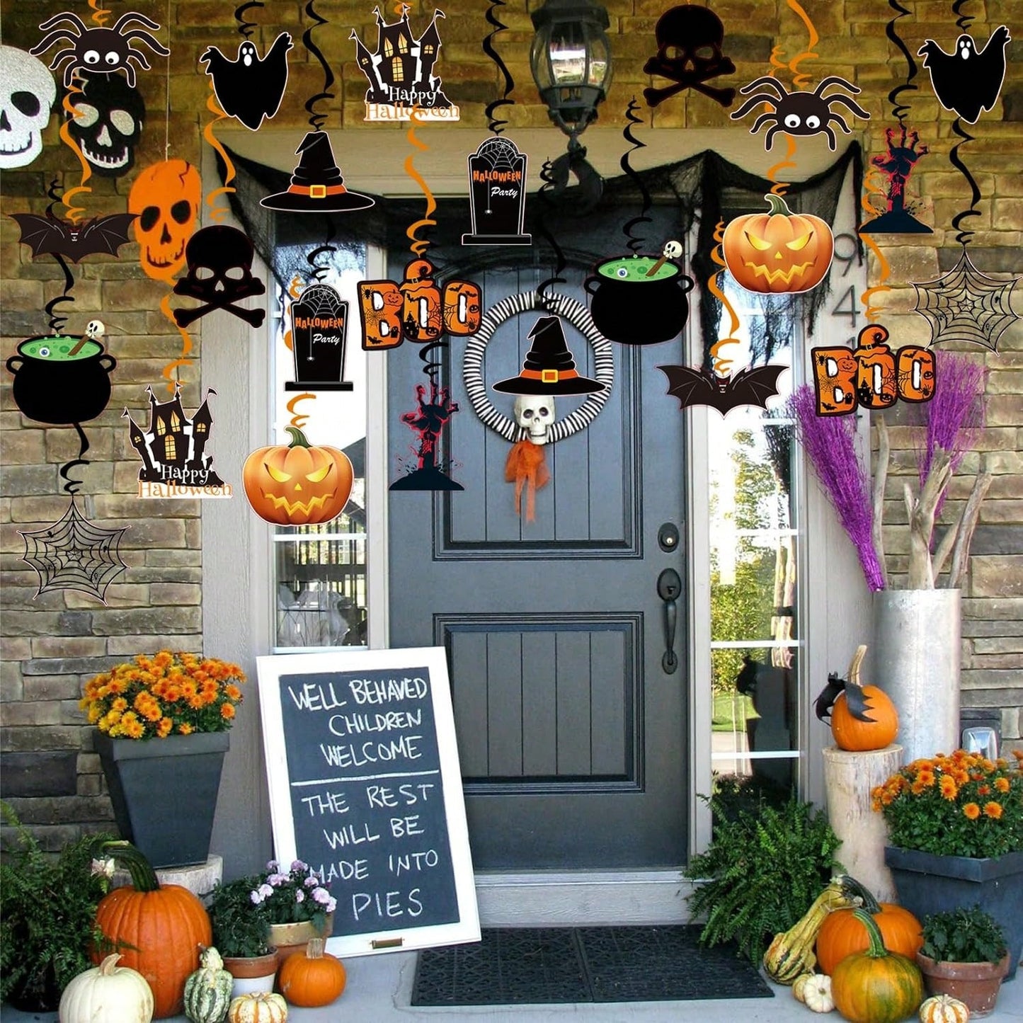 Halloween Hanging Swirl Decorations - 36 Pcs Spooky Ceiling Decor Set