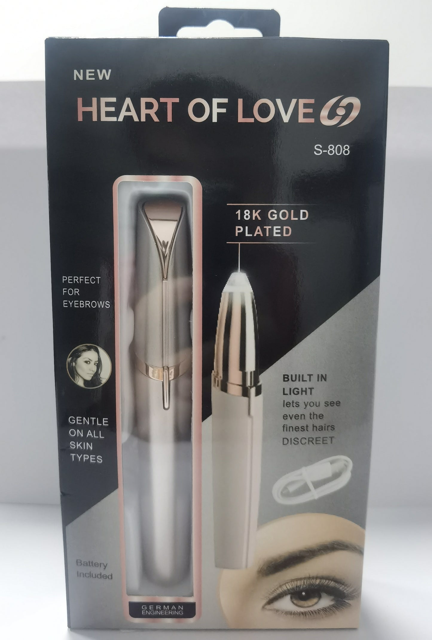 Mini Electric Eyebrow Trimmer - LED Light Painless Hair Remover Lipstick Size