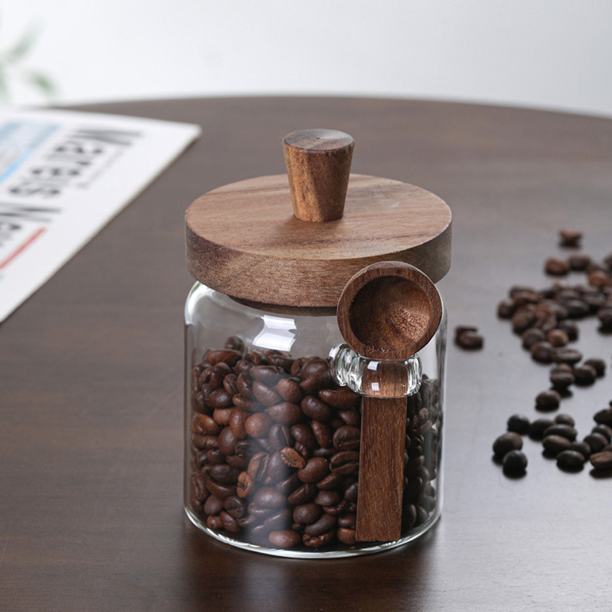 Glass Coffee Storage Jars Set - 3 Piece with Spoons for Coffee, Tea & Kitchen Storage