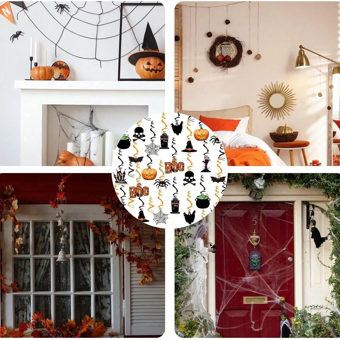 Halloween Hanging Swirl Decorations - 36 Pcs Spooky Ceiling Decor Set
