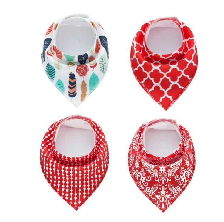 Baby Bandana Bibs 4-Pack - Cotton Triangle Drool Bibs with Arrow & Wave Prints