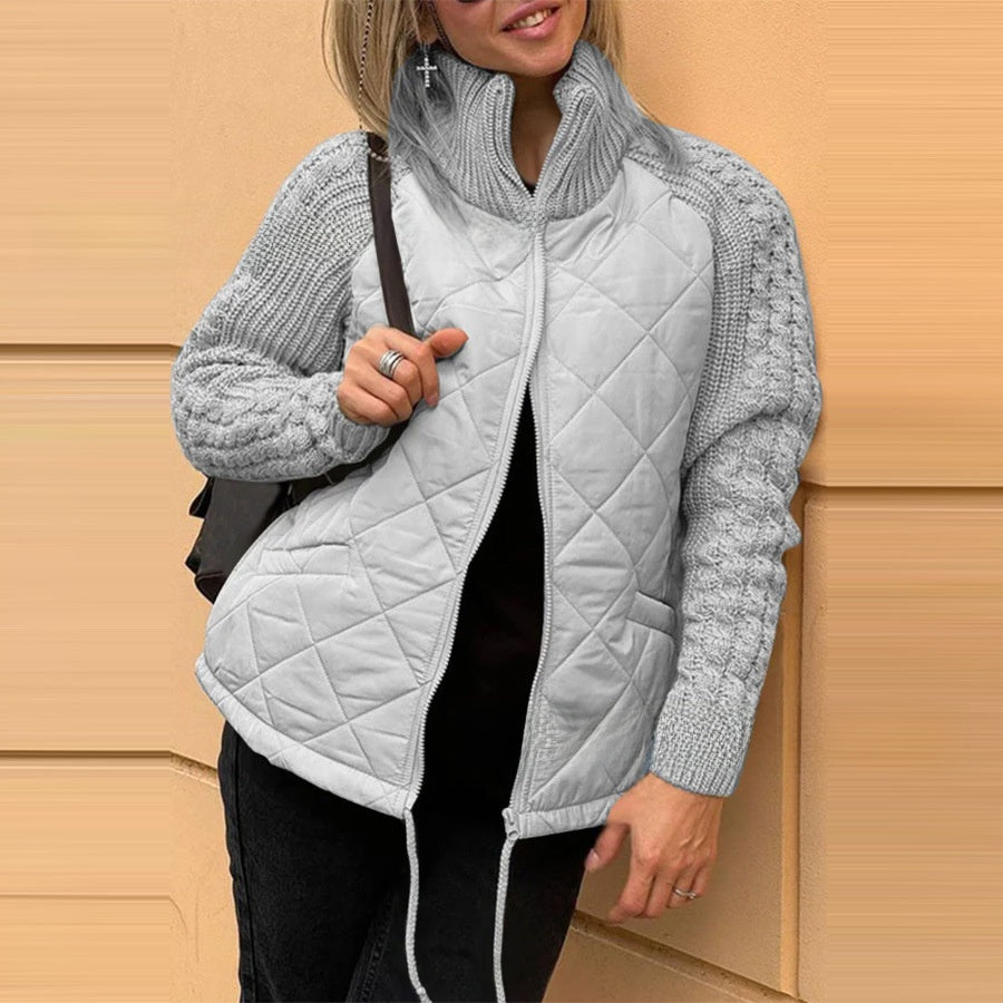 Women's Zippered Stand Collar Cardigan - Modern Zip-Up Sweater
